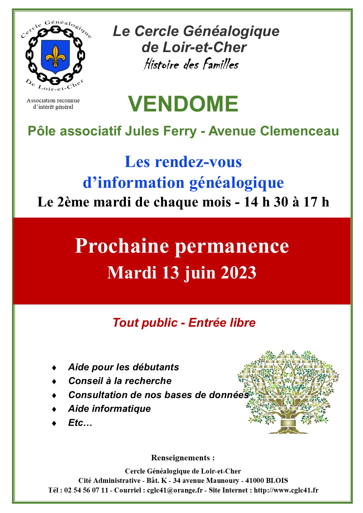 Permanences à Vendôme 2022